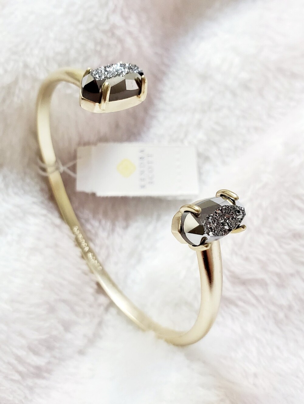 Kendra Scott Edie Gold Cuff In Platinum Drusy